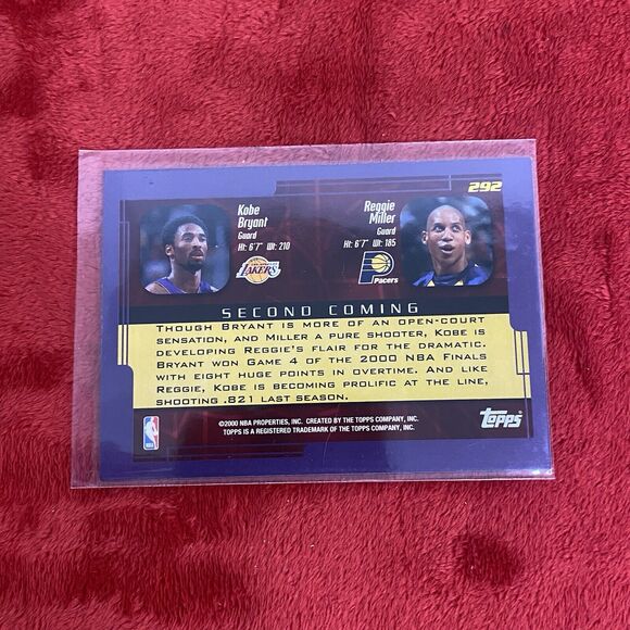 2000 TOPPS SECOND COMING KOBE BRYANT AND REGGIE MILLER LA LAKERS #292 - Picture 2 of 2
